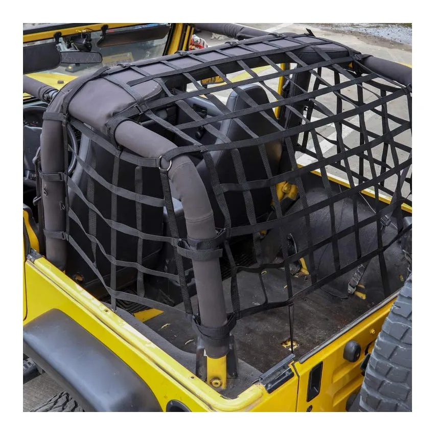 Nouveau filet de chargement de toit de vent ensemble de 3 pièces ruban tissé noir transporteur filet de hayon pour Jeep Wrangler 97-06 Jeep Wrangler TJ accessoires