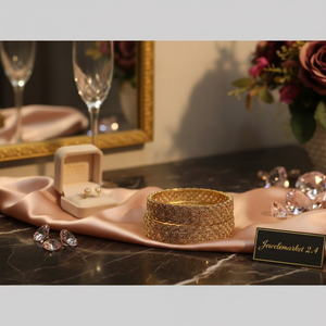 Elegant & Luxurious <b>Gold</b> Plated Crystal Stone Bracelets & <b>Bangles</b> <b>Set</b> Premium Jewelry Collection Jewelemarket 2.4 - Product Image 3