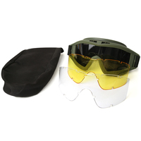 Ensemble de lunettes tactiques 3 lentilles noir Tan vert coupe-vent anti-poussière Motocross lunettes de moto CS Paintball Protection de sécurité