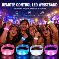 Bracelet LED avec logo personnalisé, éclairage multicolore, télécommande sans fil, pour concerts, festivals, événements promotionnels, Longstargift