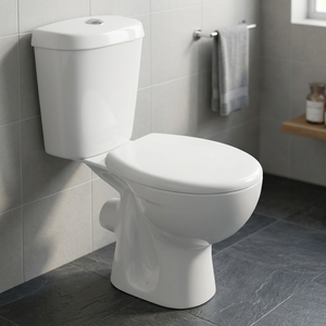 โถสุขภัณฑ์เซรามิคทรงกลมแบบสองชิ้น Aqua Pan พร้อมระบบชำระล้างคู่ ได้รับการรับรองมาตรฐาน CE และถังเก็บน้ำแบบฝัง - Product Image 4