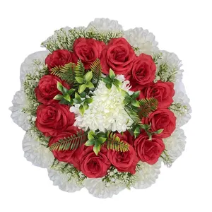 YP0030 fornitori di colori personalizzabili all'ingrosso crisantemo rosa rossa decorazione corona di fiori artificiali