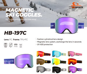 Masque de ski magnétique UV400 personnalisé pour usine OEM – Lunettes de protection souples pour la neige - Product Image 3