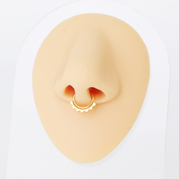 Vente en gros de bijoux de piercing narine personnalisés Anneau de segment articulé en plaqué or Clicker Anneau de nez en acier inoxydable avec cœur