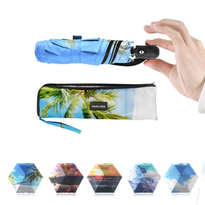 Premium 190T Pongee Fabric Sun Rain Carrying Case 3 Fold Folding Umbrella Rain Gear for Tourists - Product Image 1