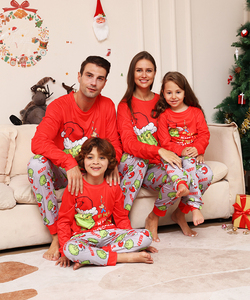 Vente en gros usine : Nouvel ensemble de pyjamas de Noël assortis parent-enfant, avec imprimé lettres et dessins animés, vêtements d'intérieur pour toute la famille - Product Image 3
