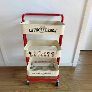 Wholesales Multifunctional Modern Minimalist Carbon Steel <strong>Kitchen</strong> Mobile Shelving <strong>Unit</strong> 4-tiered Movable Snack <strong>Storage</strong> Cart - Product Image 3