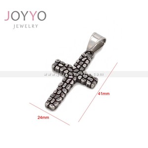 Vente en gros de fournitures de <span class=keywords><strong>fabrication</strong></span> de <span class=keywords><strong>bijoux</strong></span> collier pendentif <span class=keywords><strong>fantaisie</strong></span> routes pavées croix chrétienne collier en acier inoxydable - Product Image 6