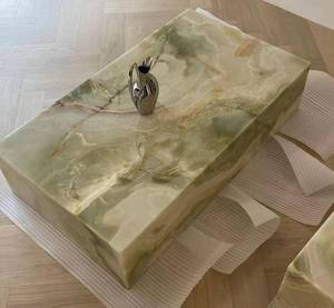 Kích thước tùy chỉnh đánh bóng đá Cẩm Thạch <span class=keywords><strong>Onyx</strong></span> Cube trang trí nội thất màu xanh lá cây <span class=keywords><strong>Onyx</strong></span> <span class=keywords><strong>Marble</strong></span> plinth Bàn cà phê - Product Image 4
