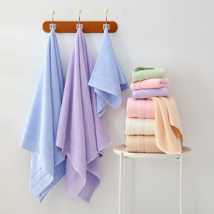 Serviette de bain tressée 70x140 cm en pur coton, moelleuse, couleur unie, pour usage domestique - Product Image 3