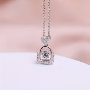จี้เต้นรำรูปหัวใจสีเงิน925สร้อยคอเพทายสไตล์คลาสสิกสำหรับงานหมั้นในงานแต่งงานใช้ทุกวัน - Product Image 5