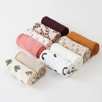 Couverture d'emmaillotage en coton pour bébé, motif floral et feuilles, en mousseline froissée, couverture de poussette pour nouveau-né