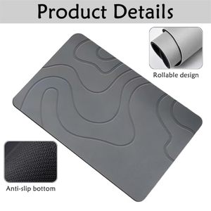 Tapis de séchage rapide en diatomite gris foncé, absorbant l'eau instantanément, écologique, pour salle de bain et comptoir de cuisine - Product Image 3