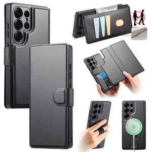Étui de téléphone magnétique détachable avec porte-cartes en cuir et support pour Samsung <span class=keywords><strong>Galaxy</strong></span> S26 Ultra S25 Edge S24 - Product Image 1