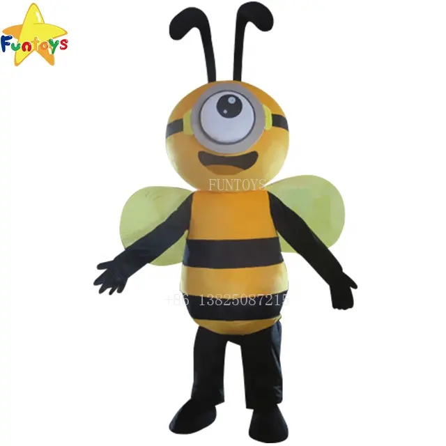 Funtoys Aanpassen Eenogige Ronde Kop Bij Cartoon Walking Mascotte Kostuum Cosplay Vliegende Insecten Mascotte Pluche Voor Volwassenen