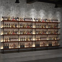 Étagères murales multi-niveaux pour bars, présentoirs à vin en fer forgé pour restaurants