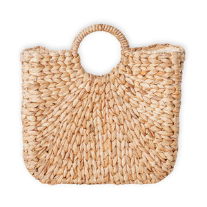 Handmade Water Hyacinth Handbag with Wooden Handle Luxury Woven <b>Straw</b> Tote Sustainable Summer Fashion <b>Bag</b> for Women - Product Image 1