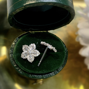 Aazuo Pendientes de oro blanco macizo de 18 quilates con diamantes naturales reales de 0,40 quilates, pendientes con forma de flor de hadas, regalo de compromiso para mujer, regalo de amor verdadero Au750 - Product Image 2