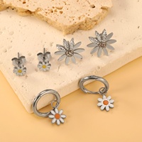 Perhiasan anak-anak kustom anting-anting bunga 316L baja nirkarat mode perhiasan lucu lingkaran bunga aster anting-anting menjuntai grosir