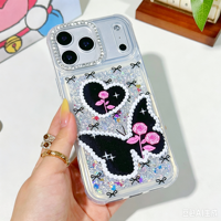 Coque de téléphone de luxe étanche et antichoc pour iPhone 17 Pro Max, motif papillon scintillant, en PC et TPU