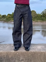 Jeans en denim japonais brut sur mesure pour hommes, coupe droite, jambe large, style décontracté, 10-20 oz