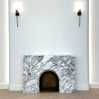 Cheminée en marbre blanc Arabescato de style français moderne, avec gravure artistique personnalisable, pour salle de bain et cuisine
