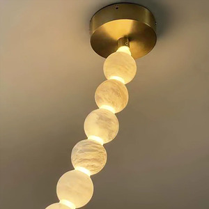 Custom moderno lineare perline in alabastro ciondolo Celling illuminazione lampadario per scale <span class=keywords><strong>soggiorno</strong></span> <span class=keywords><strong>cucina</strong></span> Hotel <span class=keywords><strong>arredamento</strong></span> - Product Image 4