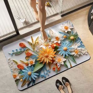 Tappetino da <span class=keywords><strong>Bagno</strong></span> in Diatomite Super Assorbente Stampato in 3D, <span class=keywords><strong>Antiscivolo</strong></span>, Stile Classico, Adatto agli Animali Domestici, Motivo Floreale, Realizzato in Gomma <span class=keywords><strong>per</strong></span> la Casa - Product Image 5