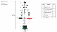 Station d'alimentation pour oiseaux de jardin en métal antique, écologique, avec lanterne solaire, pot de fleurs, crochets de suspension, plateau de bain pour oiseaux et aiguille d'vent