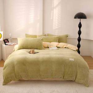 Nhà Cung Cấp Nhà Máy Dày Vua Giường Phẳng Được Trang Bị Tấm Sang Trọng Ấm Áp Hai Mặt AB Phiên Bản Sữa Lông Cừu Bốn Mảnh Duvet Cover Set - Product Image 2