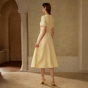 <span class=keywords><strong>Robe</strong></span> courte fluide à fleurs brodées pour femmes, décontractée, bohème, pour la plage, la fête d'été, douce et légère - Product Image 5
