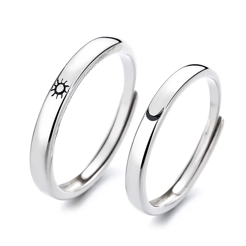 925 sterling silver long distance love sun moon couple ring sun moon star pair ring factory wholesale