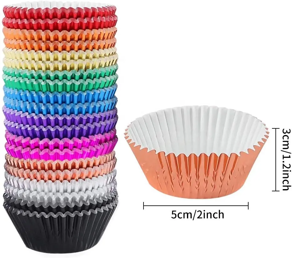 Wholesale Custom Metallic Aluminum Foil Cupcake Liner Chocolate Cupcake Baking Cups