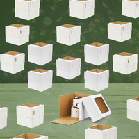 Vente flash - Boîtes à gâteaux classiques blanches carrées rigides recyclables en carton ondulé avec doublure en éponge, finition brillante/mate