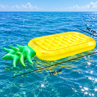 Grand Tapis Flottant Pliable en PVC, Forme Ananas, Pizza, Pastèque, Île Gonflable pour Fêtes Aquatiques