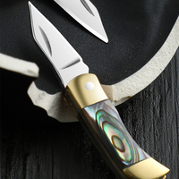 Couteau pliant mini en laiton, lame en acier inoxydable, coupe-fruits de poche, outil EDC, manche en coquille, équipement de camping extérieur - Vente en gros usine
