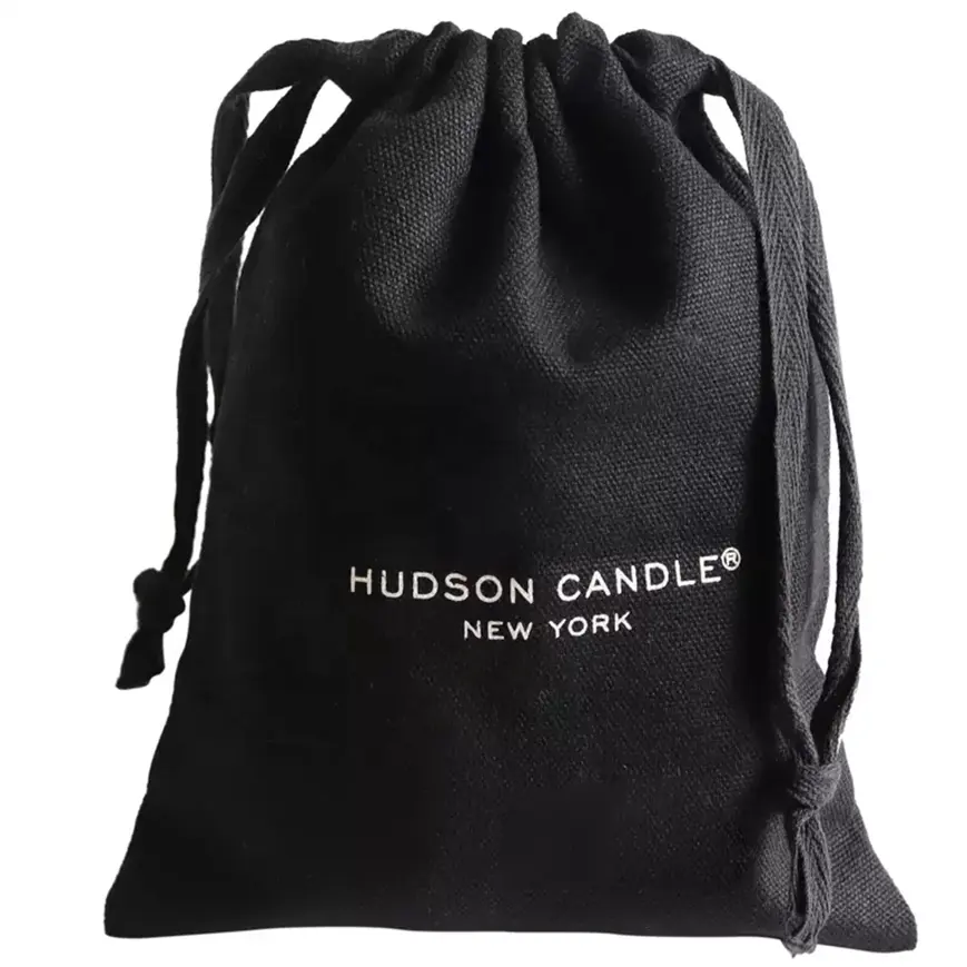 SIGH-Bolsa de lona de algodón negra con logotipo estampado blanco, bolsa de almacenamiento con cordón de embalaje para sombreros y gorras, calidad mediana