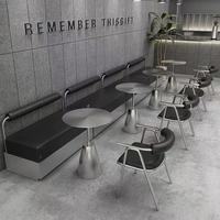 Ensemble de meubles de restaurant sur mesure, canapé mural moderne commercial, table en acier inoxydable, siège en cuir durable avec structure.