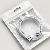 Adaptateur de câble de données imprimé sur mesure, chargeur, écouteurs, accessoires électroniques, emballage transparent, pochette zippée autoportante