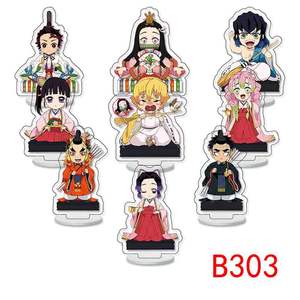 6CM 9 unids/set artesanías de plástico Kamado Nezuko Kanroji Mitsuri Tanjirou Kochou <span class=keywords><strong>Shinobu</strong></span> accesorios figura acrílico Anime soporte placa - Product Image 3
