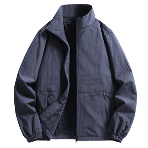 Chaqueta Transpirable para Hombre, Cuello Alto, Corte Regular, Color Sólido, Cierre de Cremallera, Estilo Casual para Primavera, Material de Poliéster - Product Image 3