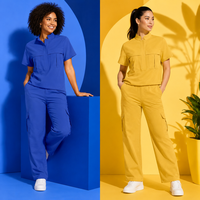 Tenues d'infirmière personnalisées haut de gamme en gros – Ensembles d'uniformes à col unique avec plusieurs poches – Modèle 46039