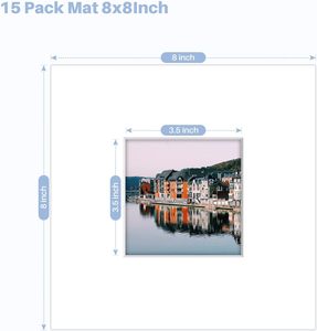 Lot de 15 passe-partouts mats blancs 8x8 sans acide avec cœur blanc et bords biseautés pour photos/œuvres d'art <span class=keywords><strong>4x4</strong></span> - Product Image 2