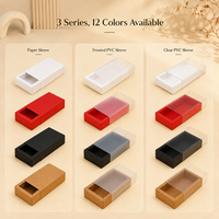 Boîte cadeau en papier recyclable écologique avec tiroir coulissant, étui en PVC givré, logo personnalisé, emballage pour bijoux, cosmétiques, chocolat, petit format