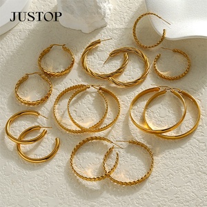 Aros de moda OEM/OEM, impermeables, de acero inoxidable, chapados en oro, hipoalergénicos, proveedor de joyería de moda, aretes para niñas - Product Image 6