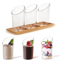 Tasse à dessert en plastique PS transparent de 3oz, forme inclinée, pouding mousse et yaourt