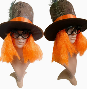 Máscara para Fiesta de Baile de Halloween, Sombrero con Plumas de Pavo Real y Peluca Naranja, Sombrero Irlandés, Sombrero de <span class=keywords><strong>Mago</strong></span> - Product Image 4
