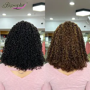 10 inch T part 13x4x1 P4/27 Piano highlight color brazilian human hair lace front short bob wig for black women