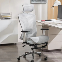 Chaise de bureau ergonomique avec protection lombaire, chaise d'étude confortable pour ordinateur à domicile, chaise de patron pivotante moderne avec réglage en hauteur, en tissu