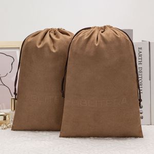 Petits sacs de rangement en velours avec cordon de serrage et rubans pour bijoux, pochettes d'emballage en daim imprimées en sérigraphie - Product Image 1
